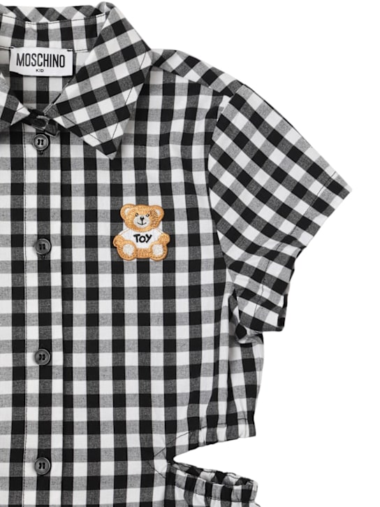 Moschino: チェック柄コットンポプリンワンピース - ホワイト/ブラック - kids-girls_1 | Luisa Via Roma