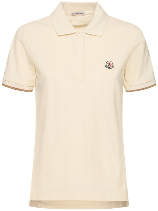 Moncler: Cotton piquet polo shirt - women_0 | Luisa Via Roma