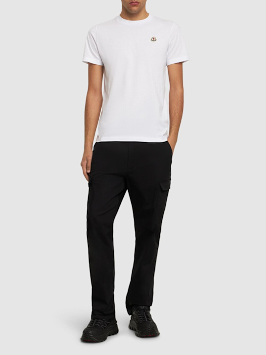 Moncler: Pack of 3 logo patch cotton t-shirts - White/Multi - men_1 | Luisa Via Roma