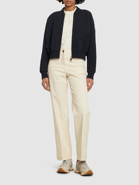 Moncler: Cotton fleece zip-up cardigan - women_1 | Luisa Via Roma