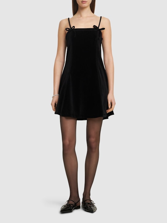 Heavy velour strap mini dress - Thumbnail 2
