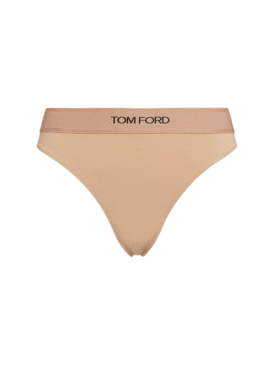 Tom Ford: Logo signature thong - Nude - women_0 | Luisa Via Roma