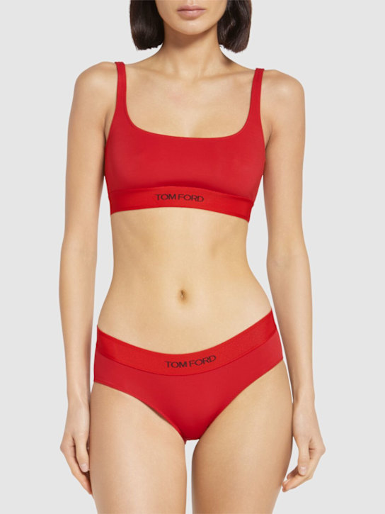 Tom Ford: Logo signature bralette - Red - women_1 | Luisa Via Roma