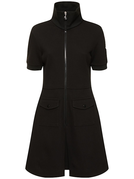 Moncler: Cotton blend piquet zip-up dress - women_0 | Luisa Via Roma