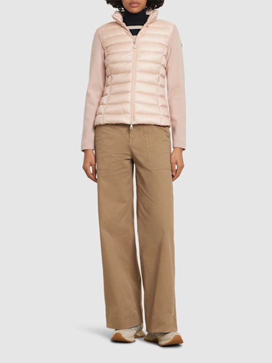 Moncler: Wool and nylon down zip-up cardigan - women_1 | Luisa Via Roma