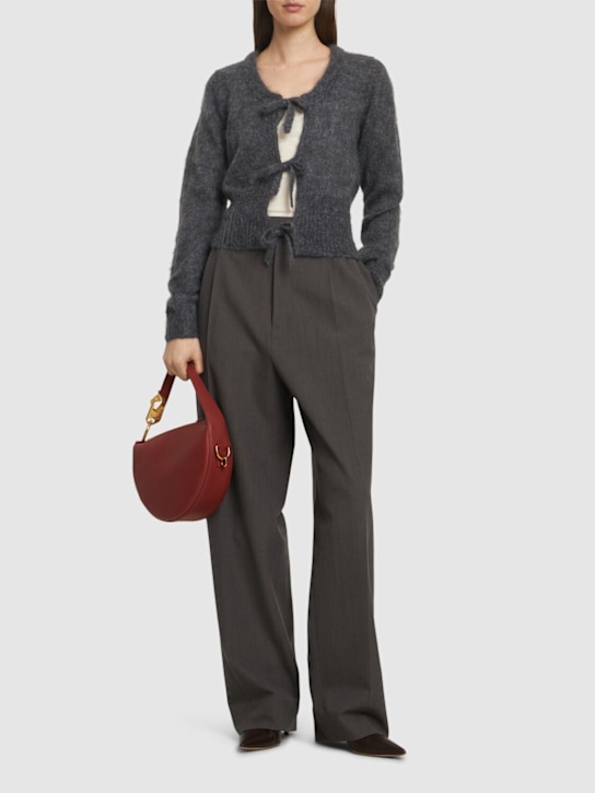 GANNI: Tie-string mohair blend cardigan - women_1 | Luisa Via Roma