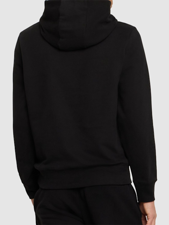Moncler: Logo patch cotton hoodie - Black - men_2 | Luisa Via Roma
