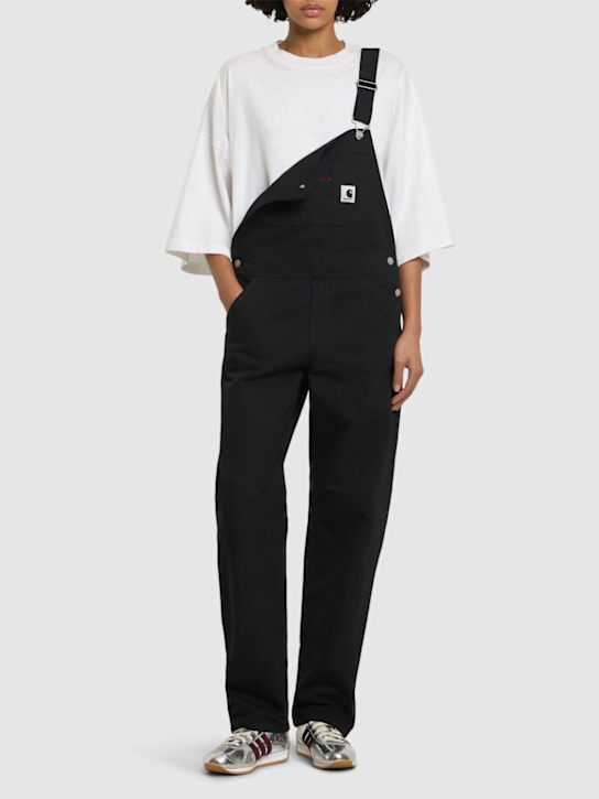 Carhartt WIP: Bib straight canvas overalls -  Rinsed Black - women_1 | Luisa Via Roma