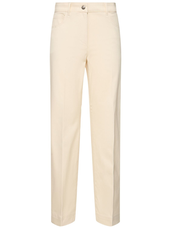 Moncler: Cotton blend gabardine pants - White - women_0 | Luisa Via Roma