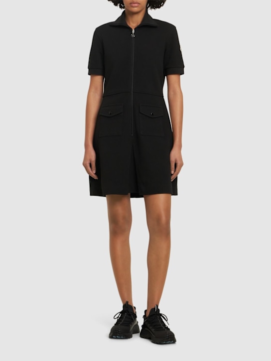 Moncler: Cotton blend piquet zip-up dress - women_1 | Luisa Via Roma