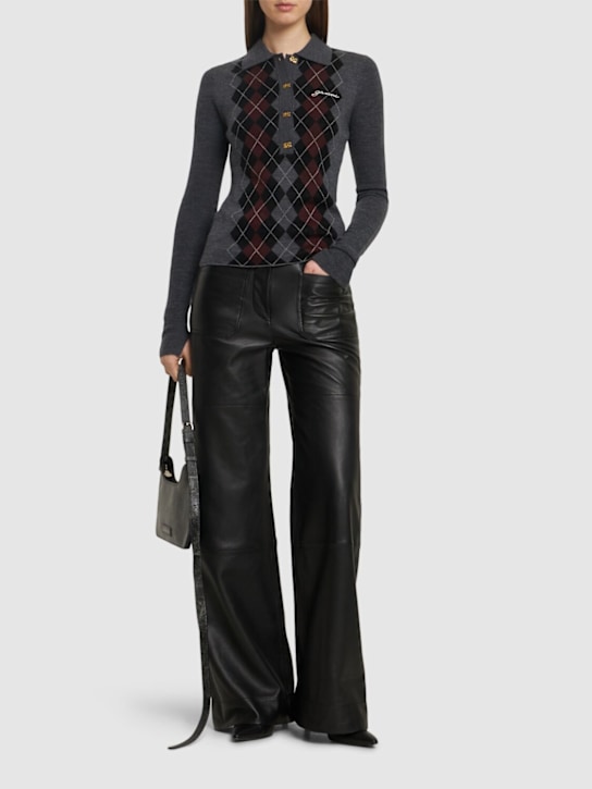 GANNI: Fine wool jacquard polo - women_1 | Luisa Via Roma