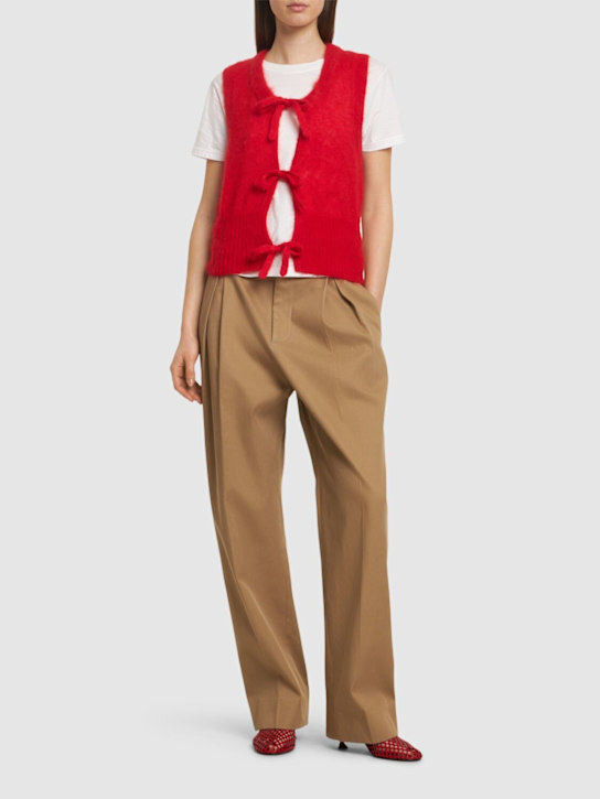 GANNI: Tie-string mohair blend vest - women_1 | Luisa Via Roma