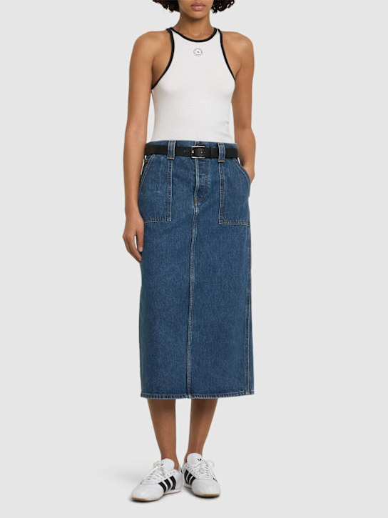 Ribbed cotton blend tank top - Thumbnail 2