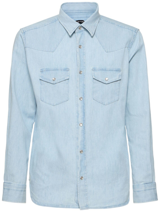 Tom Ford: Chambre cotton denim western shirt - men_0 | Luisa Via Roma
