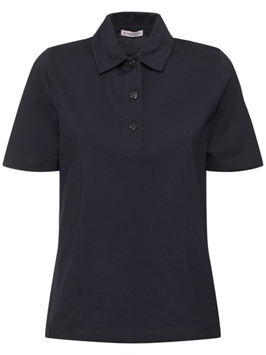Moncler: Cotton piquet polo shirt - women_0 | Luisa Via Roma