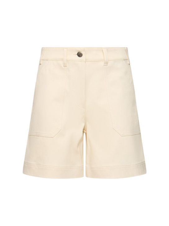 Moncler: Cotton blend gabardine shorts - White - women_0 | Luisa Via Roma
