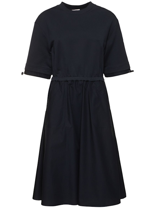 Moncler: Cotton fleece jersey dress - women_0 | Luisa Via Roma
