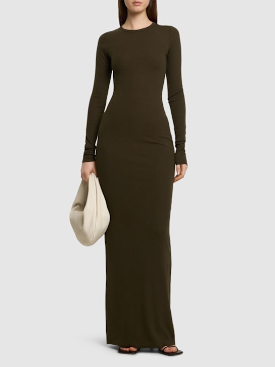Long sleeve jersey crewneck maxi dress - Thumbnail 2