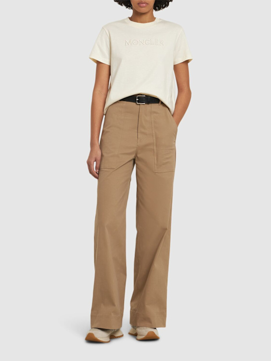 Moncler: Logo detail cotton t-shirt - women_1 | Luisa Via Roma