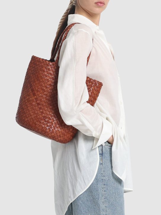 Dragon Diffusion: Hand braided leather straps basket bag - British Tan - women_1 | Luisa Via Roma