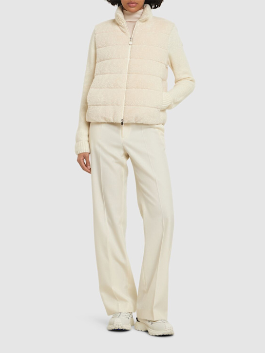 Moncler: Teddy capsule wool down cardigan jacket - women_1 | Luisa Via Roma