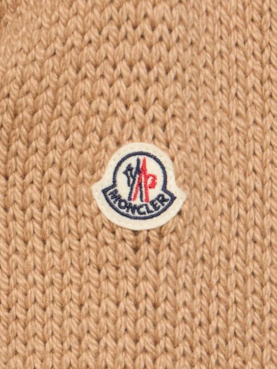 Moncler: Logo棉质圆领毛衣 - Beige Tan - women_4 | Luisa Via Roma
