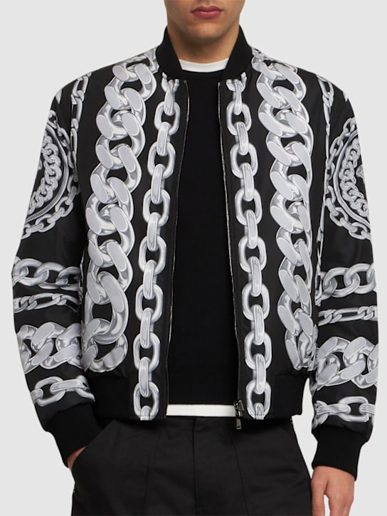 Versace: Reversible chain print jacket - Black/Silver - men_3 | Luisa Via Roma