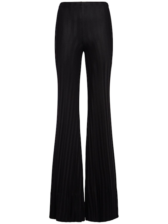 Tom Ford: Striped herringbone viscose flared pants - Black - women_0 | Luisa Via Roma