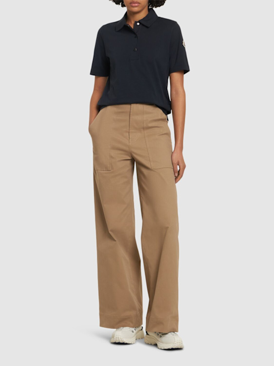 Moncler: Cotton piquet polo shirt - women_1 | Luisa Via Roma