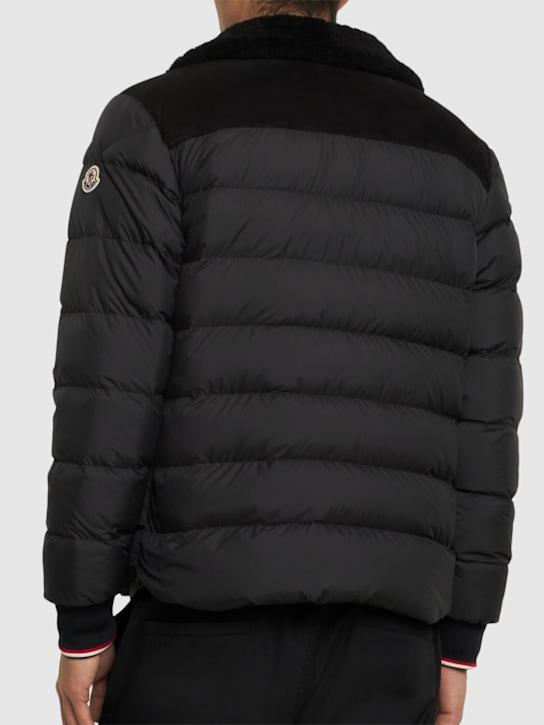 Moncler: Jafferau shearling & suede down coat - Black - men_2 | Luisa Via Roma
