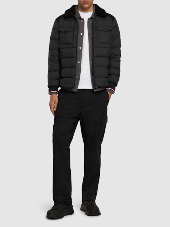 Moncler: Jafferau shearling & suede down coat - Black - men_1 | Luisa Via Roma