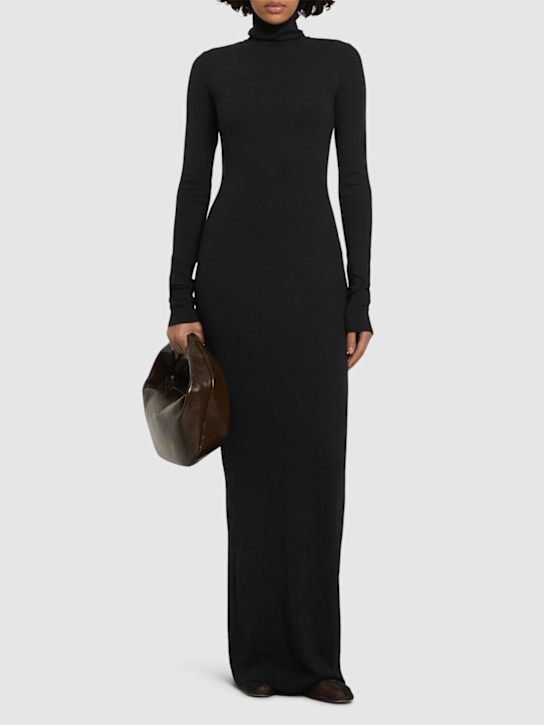 Éterne: Long sleeve turtleneck jersey maxi dress - women_1 | Luisa Via Roma