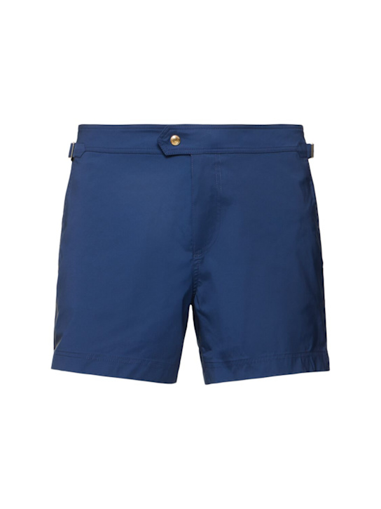 Tom Ford: Compact poplin swim shorts - Yves Blue - men_0 | Luisa Via Roma