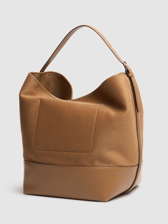 Toteme: Belted doublé wool tote bag - Camel - women_4 | Luisa Via Roma