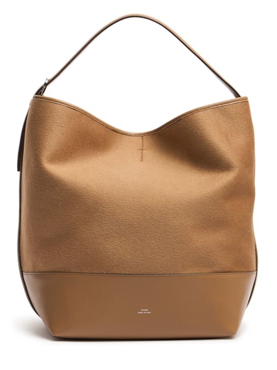 Toteme: Belted doublé wool tote bag - Camel - women_0 | Luisa Via Roma