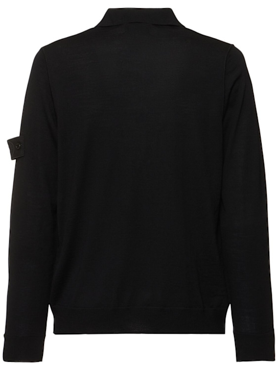 Stone Island: Ghost long sleeve polo - Black - men_1 | Luisa Via Roma