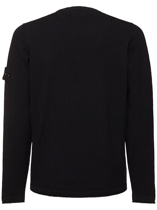 Stone Island: Crewneck cotton sweater - Black - men_3 | Luisa Via Roma