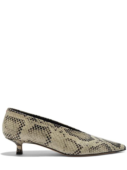 Aeyde: 35mm Clara snake print leather pumps - women_0 | Luisa Via Roma