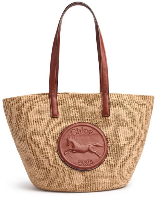 Chloé: Horse Medallion paper tote bag - Sepia Brown - women_0 | Luisa Via Roma