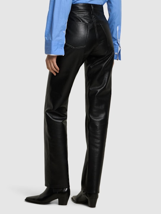 Agolde: 90-s pinch  leather straight jeans - Black - women_2 | Luisa Via Roma