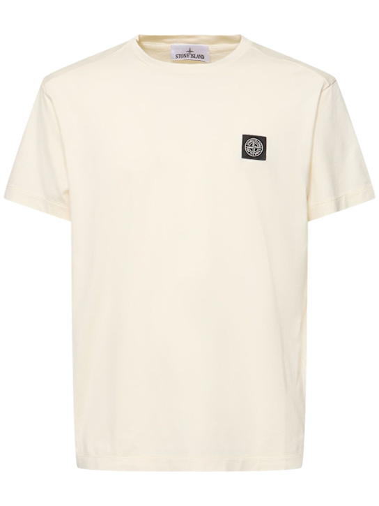 Stone Island: Camiseta de algodón con logo - men_0 | Luisa Via Roma