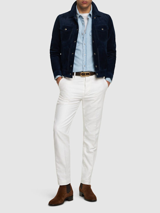 Tom Ford: Brushed cotton satin chino pants - men_1 | Luisa Via Roma