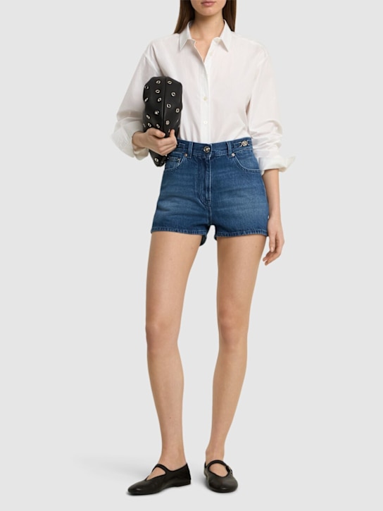 Washed cotton denim shorts - Thumbnail 2