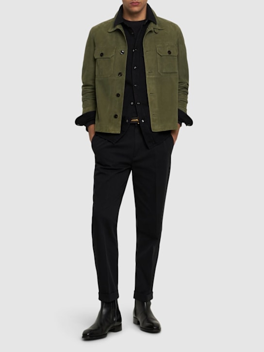 Bio-cotton gabardine double pleat pants - Thumbnail 2