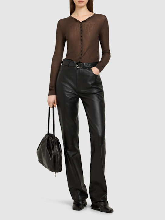MANOKHI: Pantaloni Sena in pelle - Nero - women_1 | Luisa Via Roma