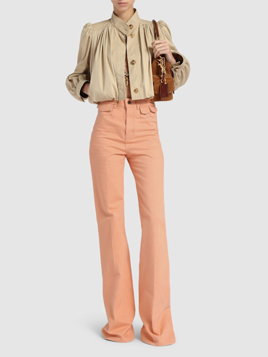 Chloé: Straight cotton pants - Beige - women_1 | Luisa Via Roma