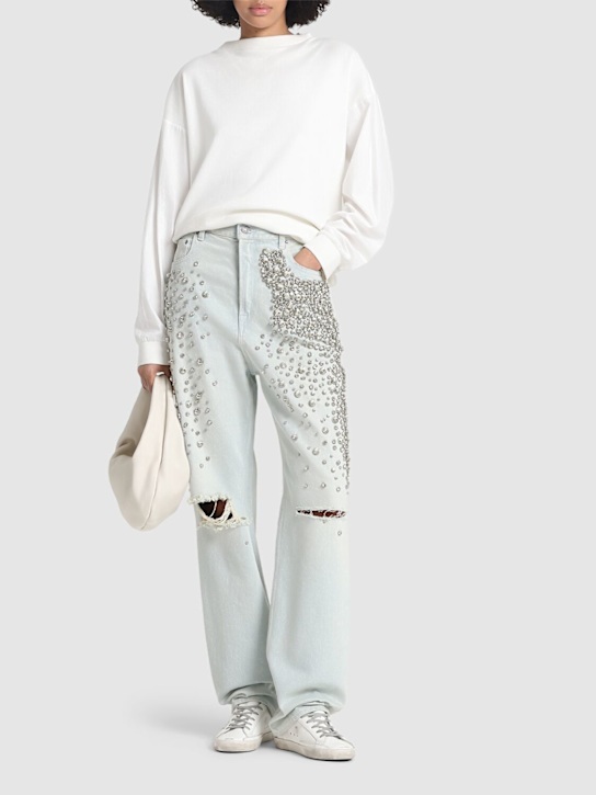 Golden Goose: Jeans Golden Kim bleached washed - Blu - women_1 | Luisa Via Roma