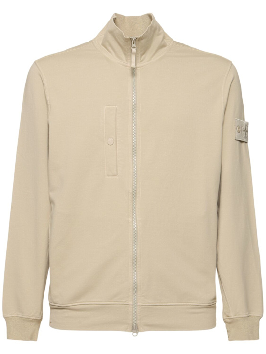 Stone Island: Ghost zip cardigan - Beige - men_0 | Luisa Via Roma