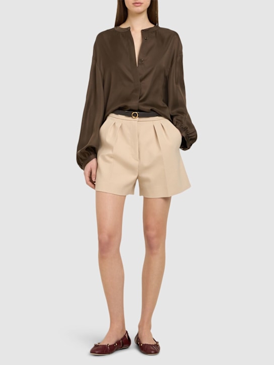 Max Mara: Zic wool blend shorts - Light Beige - women_1 | Luisa Via Roma