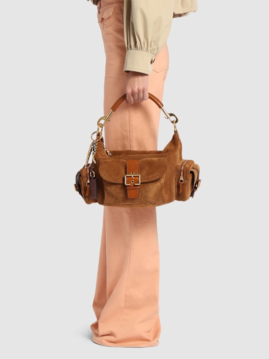 Chloé: Sac porté épaule en daim Camera - Brun Roux - women_1 | Luisa Via Roma